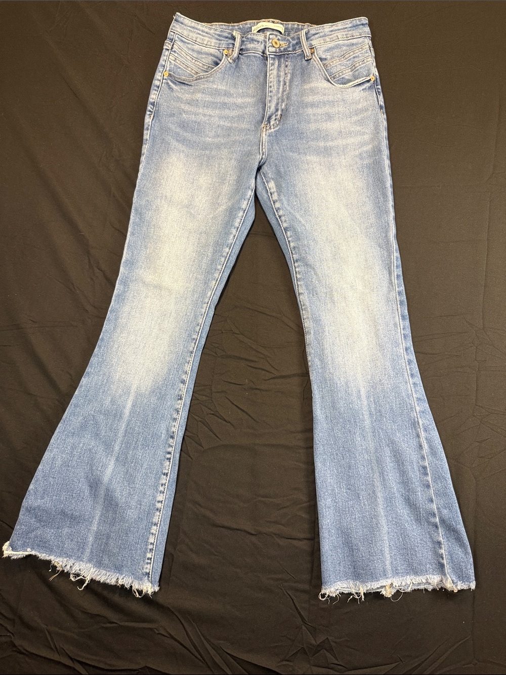 KanCan Light Blue Flare Jeans with Raw Hem
